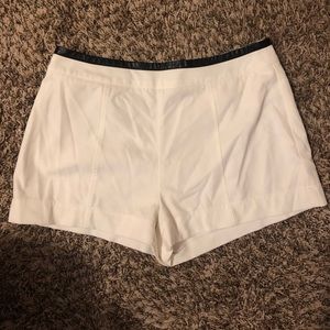 Beige Shorts with Leather